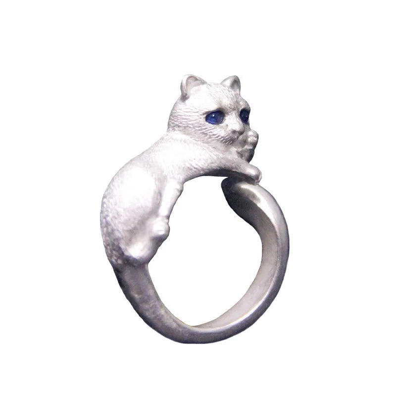 Dragon & Mouse Adjustable Open Ring for Women – Antique Silver Animal Finger Ring, Trendy Fashion Party Jewelry Giftwelry Gift