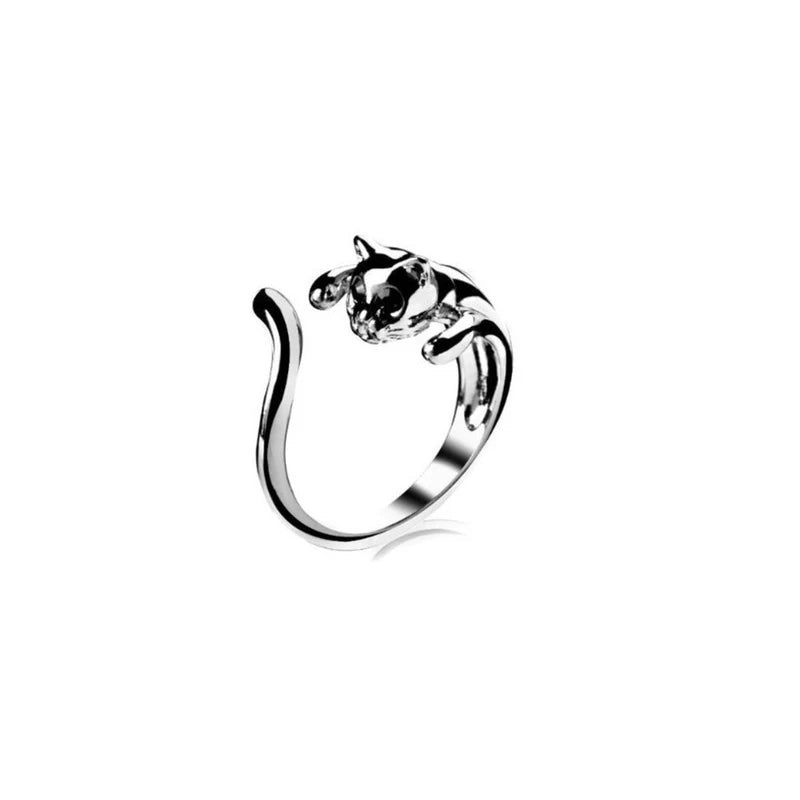 Dragon & Mouse Adjustable Open Ring for Women – Antique Silver Animal Finger Ring, Trendy Fashion Party Jewelry Giftwelry Gift