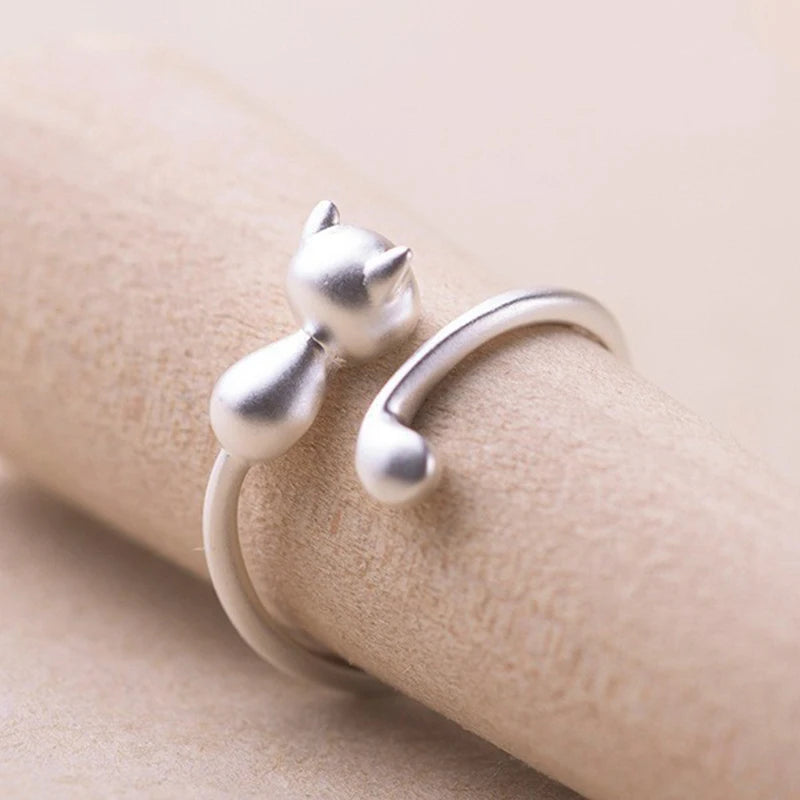 Dragon & Mouse Adjustable Open Ring for Women – Antique Silver Animal Finger Ring, Trendy Fashion Party Jewelry Giftwelry Gift
