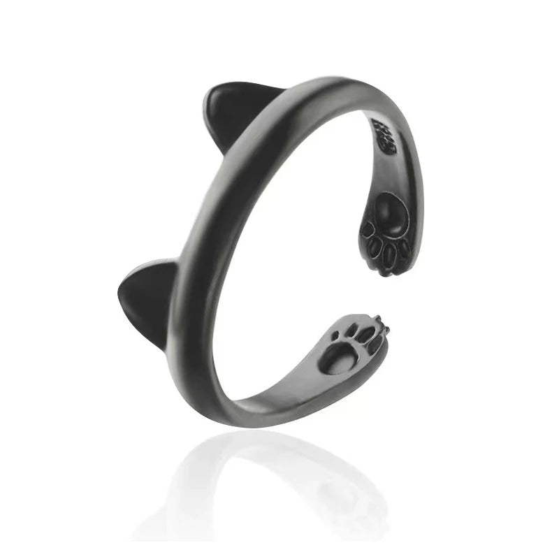 Dragon & Mouse Adjustable Open Ring for Women – Antique Silver Animal Finger Ring, Trendy Fashion Party Jewelry Giftwelry Gift