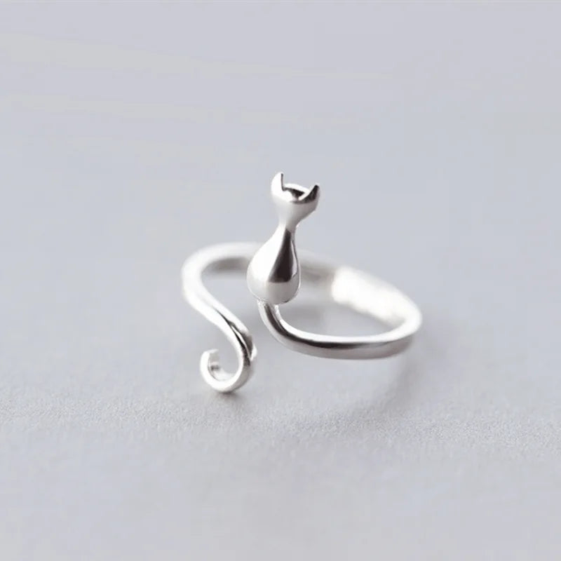 Dragon & Mouse Adjustable Open Ring for Women – Antique Silver Animal Finger Ring, Trendy Fashion Party Jewelry Giftwelry Gift